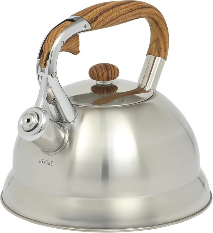 Mr. Coffee Woodmont Stainless Steel Whistling Tea Kettle, 2-Quart, Woo