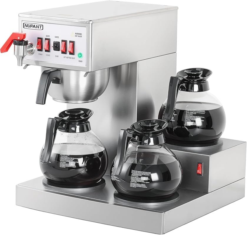 NUPANT 12 Cup Commercial Coffee Maker with Auto Filling, 3 Carafes, an