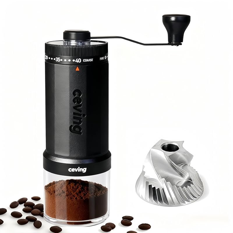 Large 60g Manual Coffee Grinder with 40 Adjustable Settings, Stainless