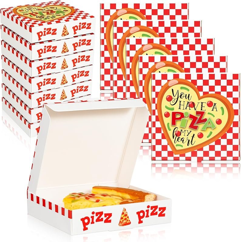 Fullhawl 50 Pcs Heart Mini Pizza Boxes, Small Cookie Boxes for Valenti