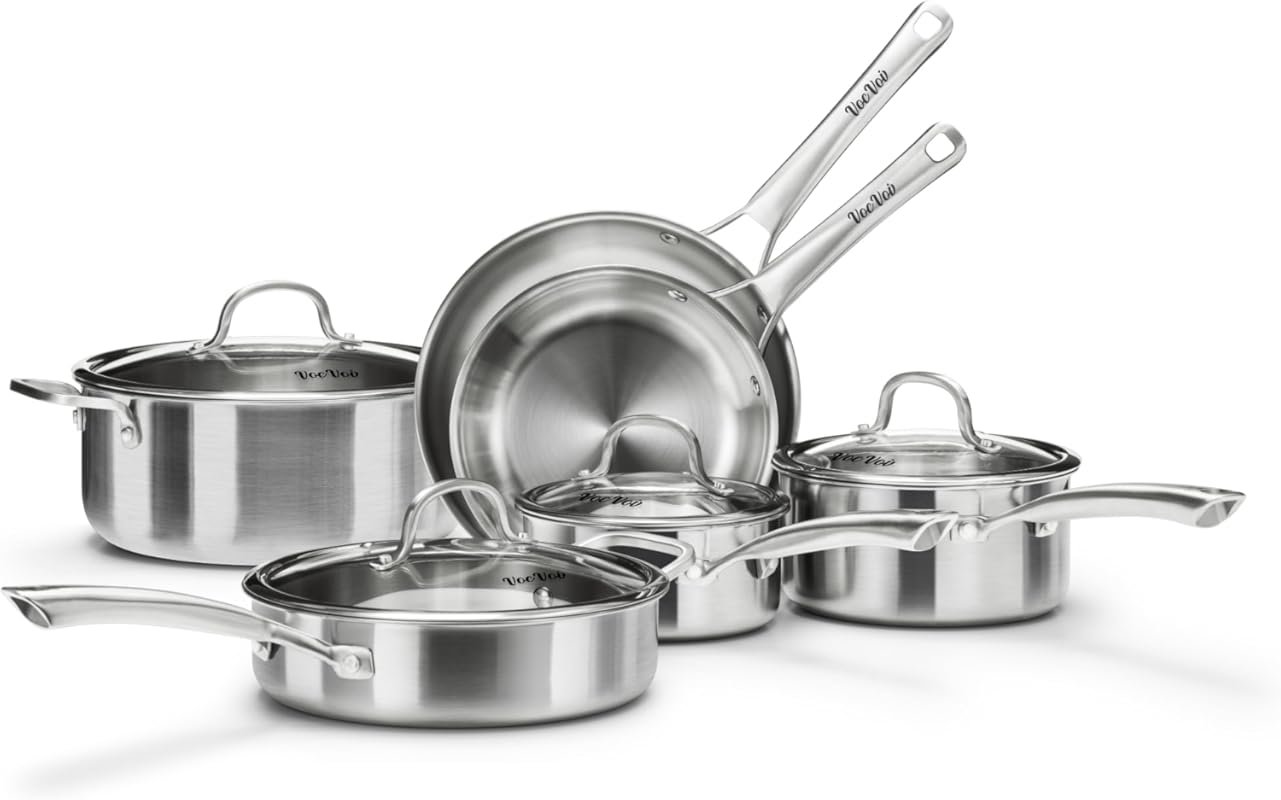 Tir-Ply Stainless Steel 10-Piece Cookware Set, Induction Compatible, P