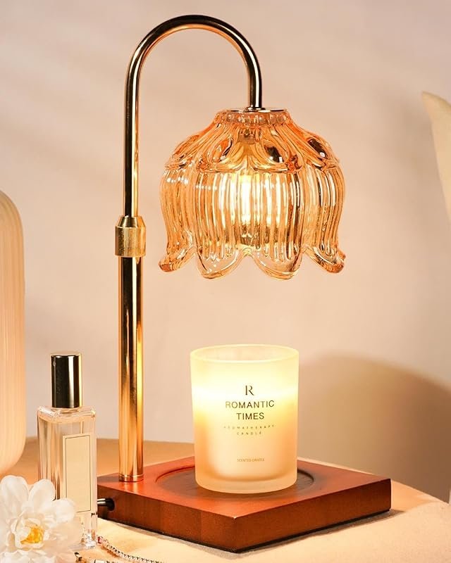 Flower Candle Warmer Lamp with Timer & Dimmer – Adjustable Height Wax 