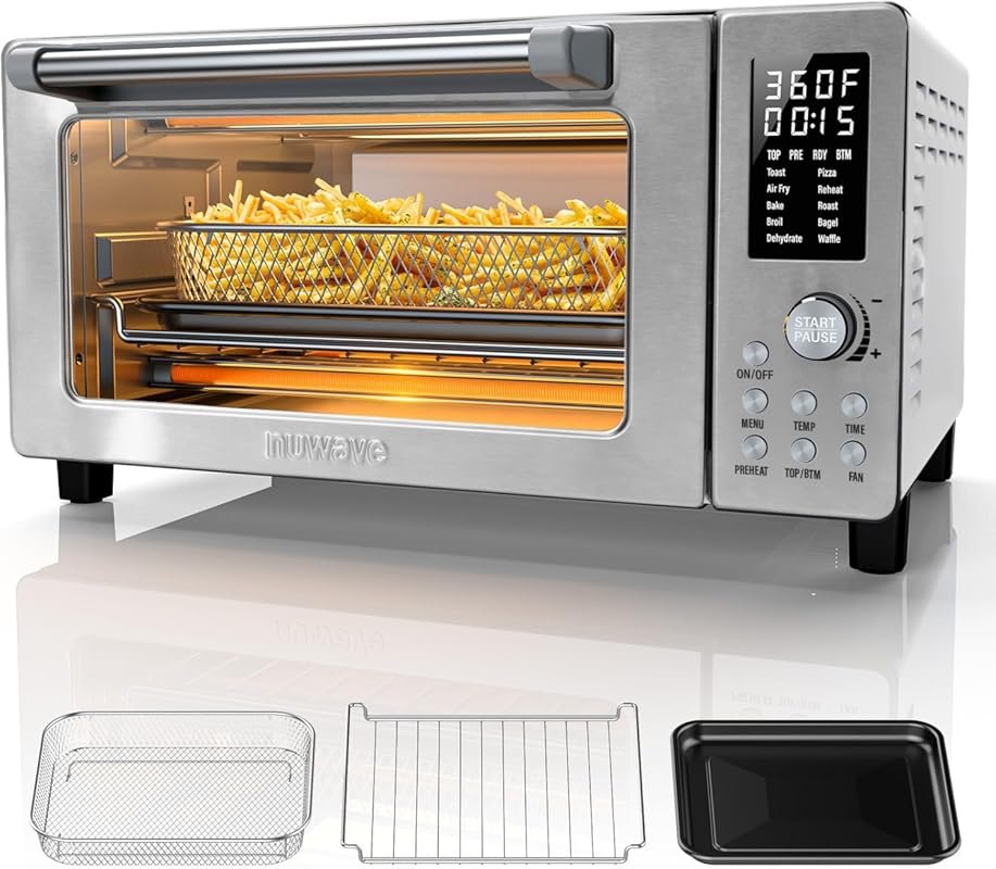 Nuwave Bravo Pro Convection Air Fryer Toaster Oven Combo, 10-in-1, Qui