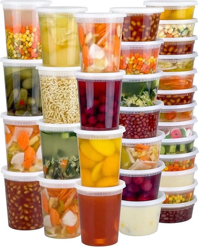 Dipoo 120-Piece Deli Containers with Lids, 32/16/8 oz BPA-Free Takeout