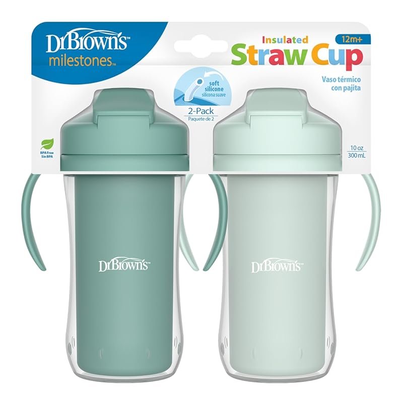 Dr. Brown's Milestones Insulated Spill-Proof Sippy Cup with Straw & Ha