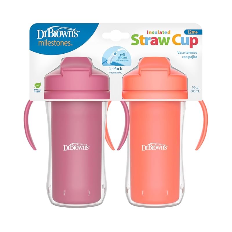 Dr. Brown's Milestones Insulated Spill-Proof Sippy Cup with Straw & Ha