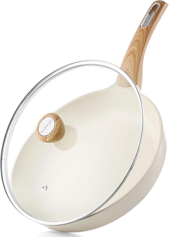 SENSARTE 8-Inch Ceramic Nonstick Frying Pan with Lid, PFOA/PFAS/PTFE-F