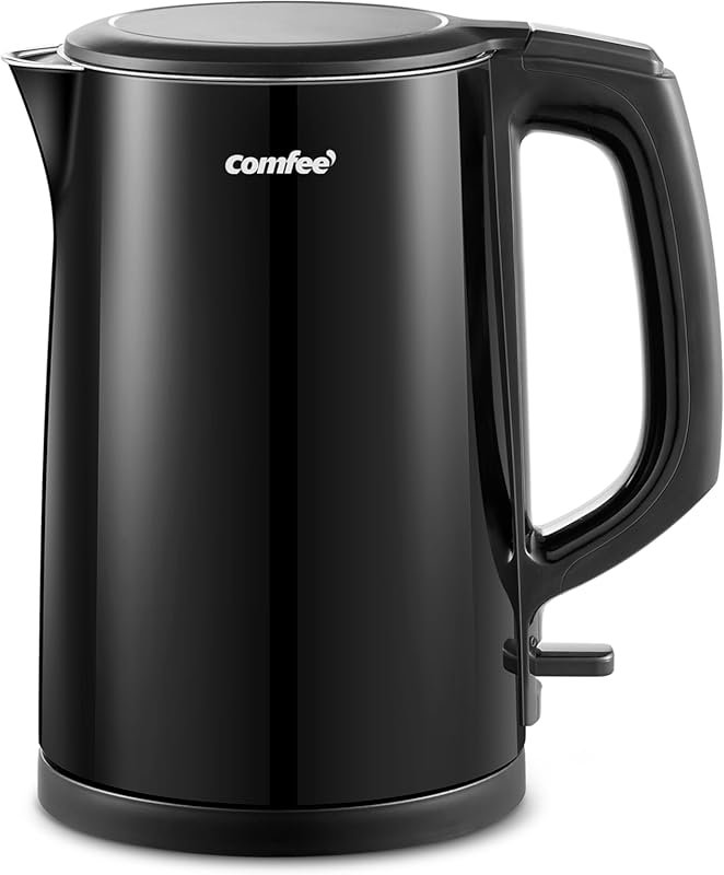COMFEE' 1.5L Double Wall Electric Kettle with Stainless Steel Interior