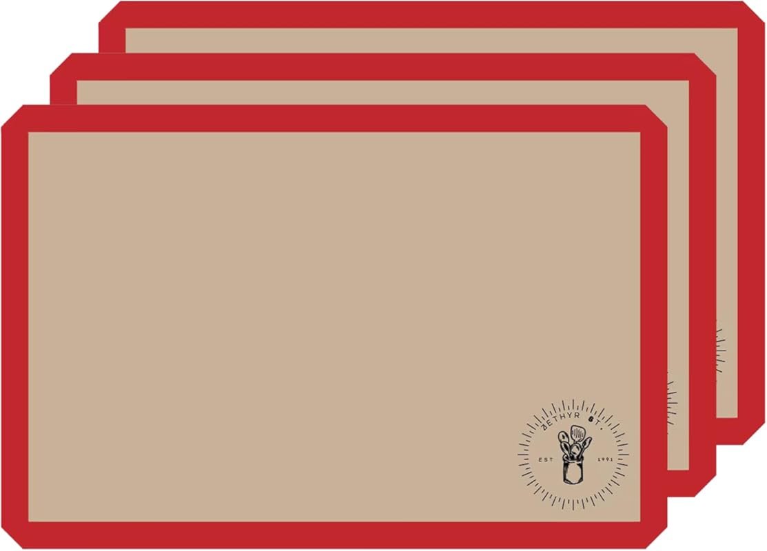Non-Stick Food Safe Silicone Baking Mats, 3-Pack, 13.5x19.5