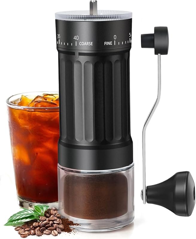Ceramic Burr Manual Coffee Grinder with 40 Adjustable Settings, Portab