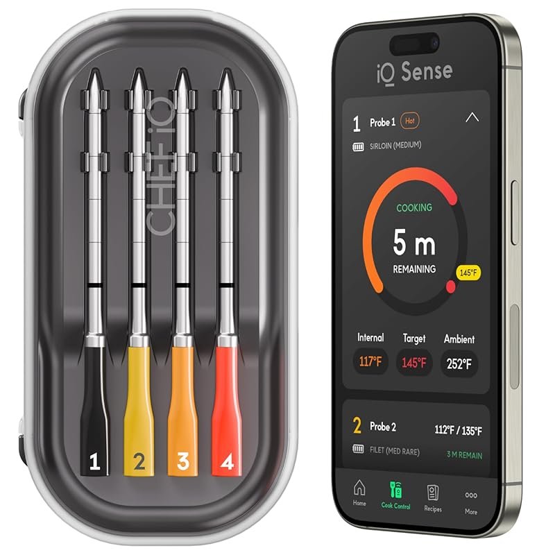 CHEF iQ Sense Smart Wireless Meat Thermometer with 4 Ultra-Thin Probes