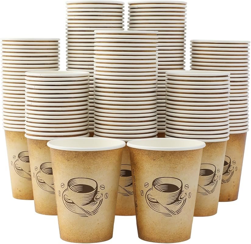 Clawsoff 300ct Retro 12oz Paper Cups – Leak-Proof, Hot & Cold Drink Cu