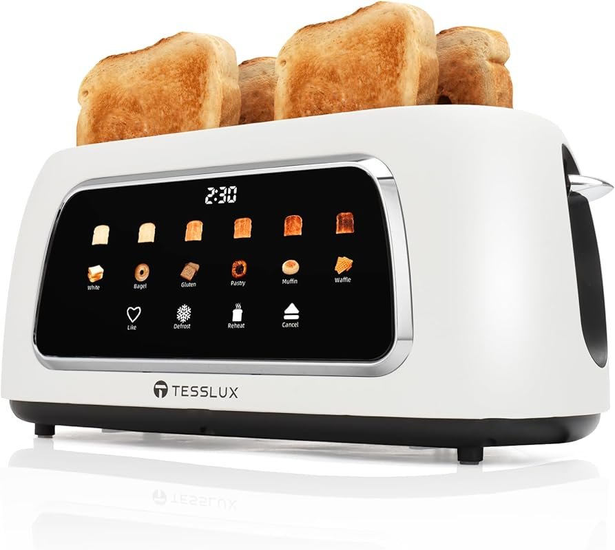 Tesslux 4 Slice Toaster with Touch Screen, Memory Function & 6 Brownin