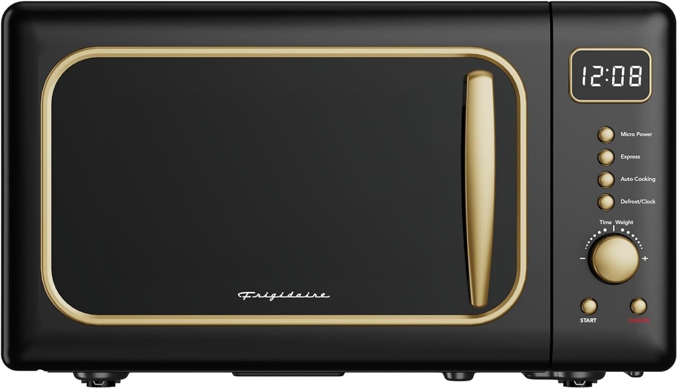 Frigidaire EMW788RETRO Retro Microwave, 0.7 Cu.Ft, Black-Gold