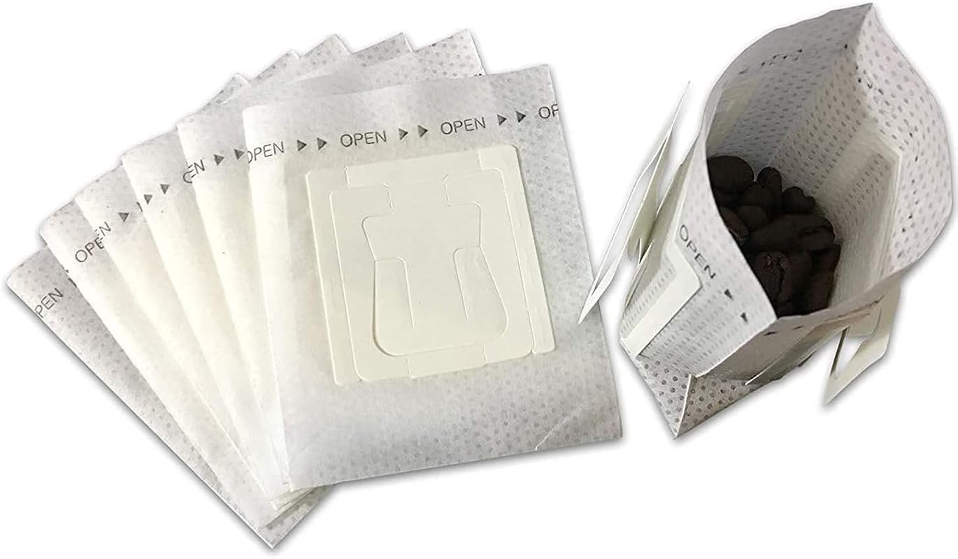 Portable Disposable Coffee Filter Bags with Hanging Ears, 50-Pack for 
