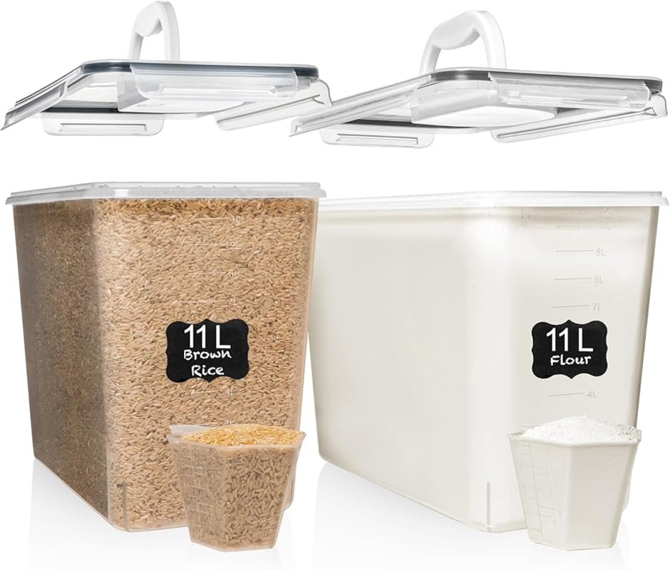 Shazo 2PC 11L Airtight Flour Sugar Containers with Carry Handle