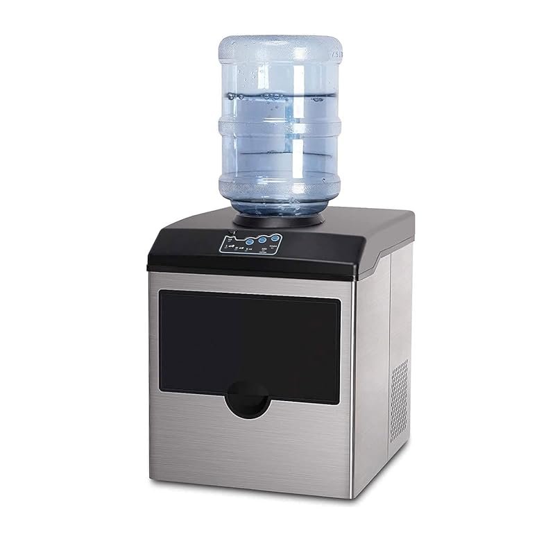 Electric 2-in-1 Ice Maker with Water Dispenser, Stainless Steel Counte