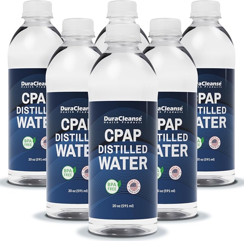 Dura Cleanse 20oz Distilled CPAP Water, BPA-Free, Made in USA, 6-Pack 