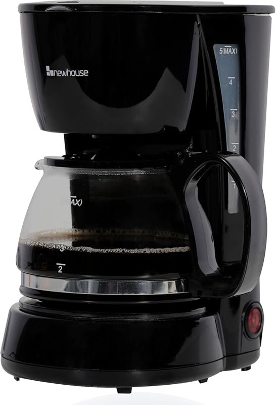 Newhouse Electric 5-Cup Coffee Machine with Auto Shut-Off, Metal Mesh 