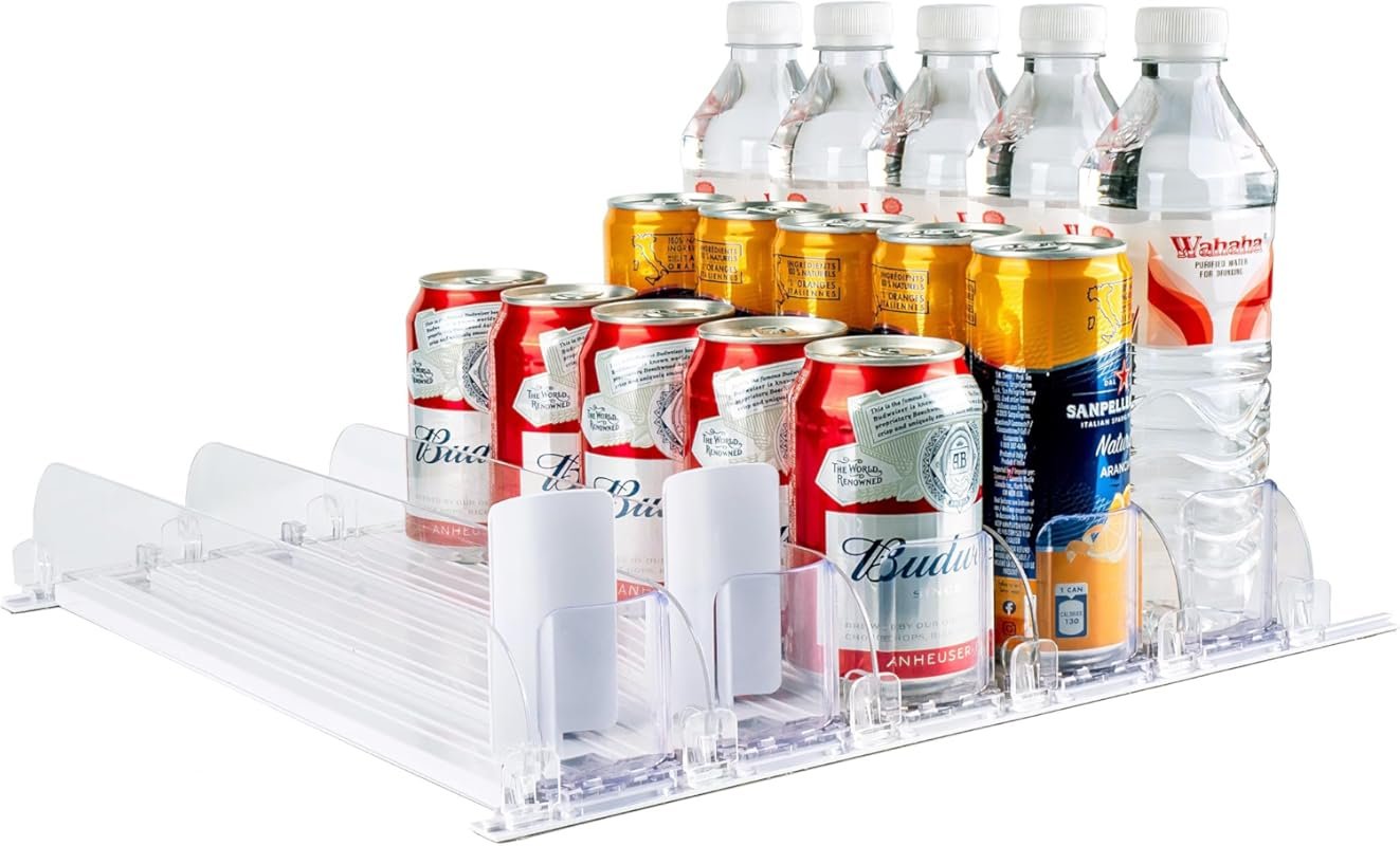 Automatic Soda Can Dispenser for Fridge – Holds 25 Cans, Fits 12oz/16o