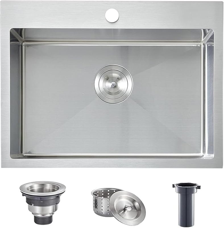 Comllen 16 Gauge Topmount RV Small Kitchen Bar Sink with Workstation D