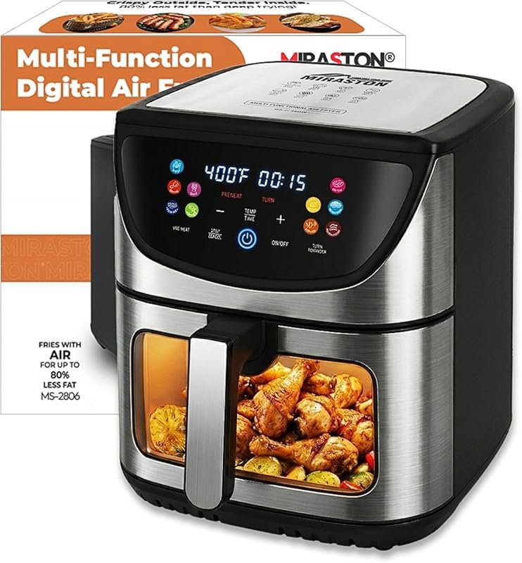 8.5QT Air Fryer with Window, 10-in-1 Smart Presets, Large Family Size,