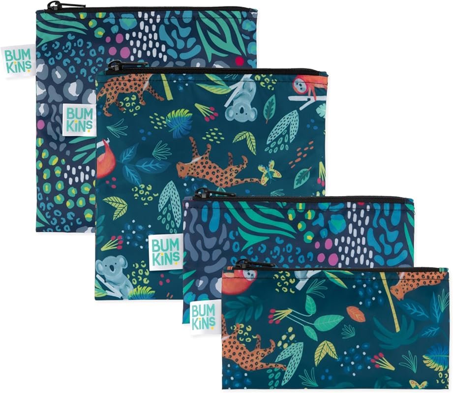 Bumkins Reusable Sandwich & Snack Bags – Washable, Waterproof Fabric f