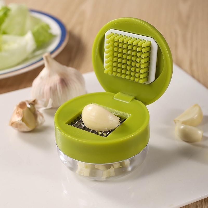 Mini Green Garlic Chopper with Container & Stainless Steel Blades – Ma