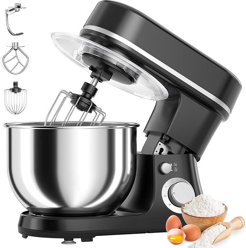 800W 5.3QT Tilt-Head Stand Mixer with Dough Hook & Beater for Baking