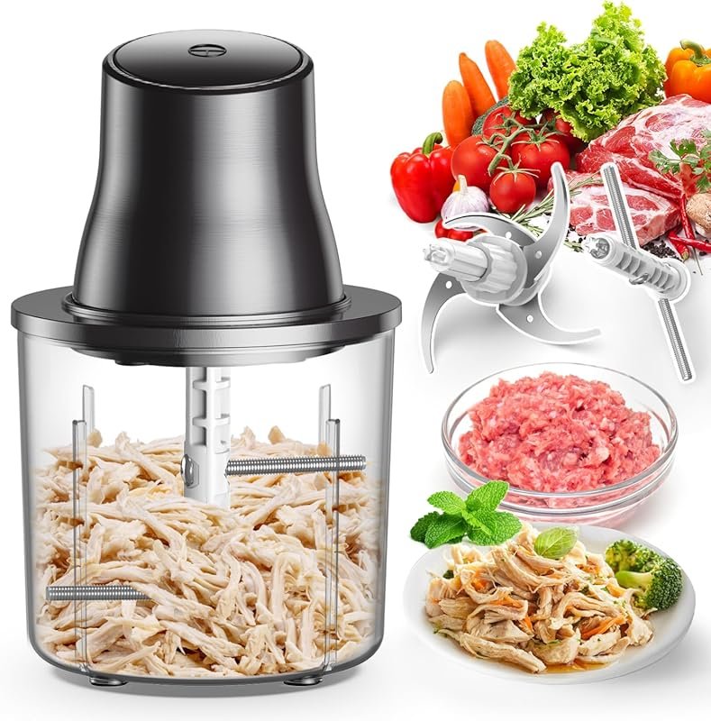 2-in-1 Electric Chicken Shredder & Food Chopper with 250W Motor & Over