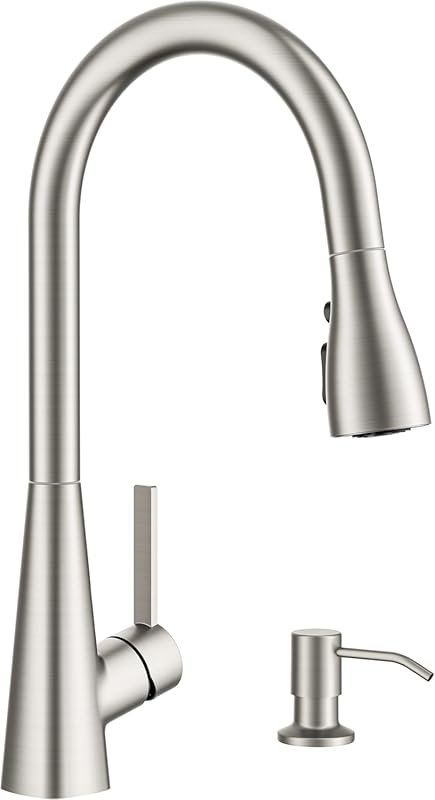 FORIOUS Brushed Nickel Kitchen Faucet with Pull Down Sprayer and Soap 