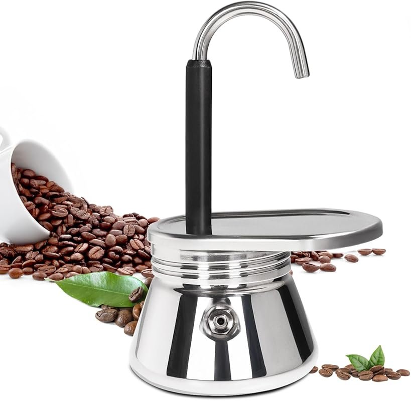 1 Cup Single Tube Stainless Steel Moka Pot, Stovetop Espresso Maker, I