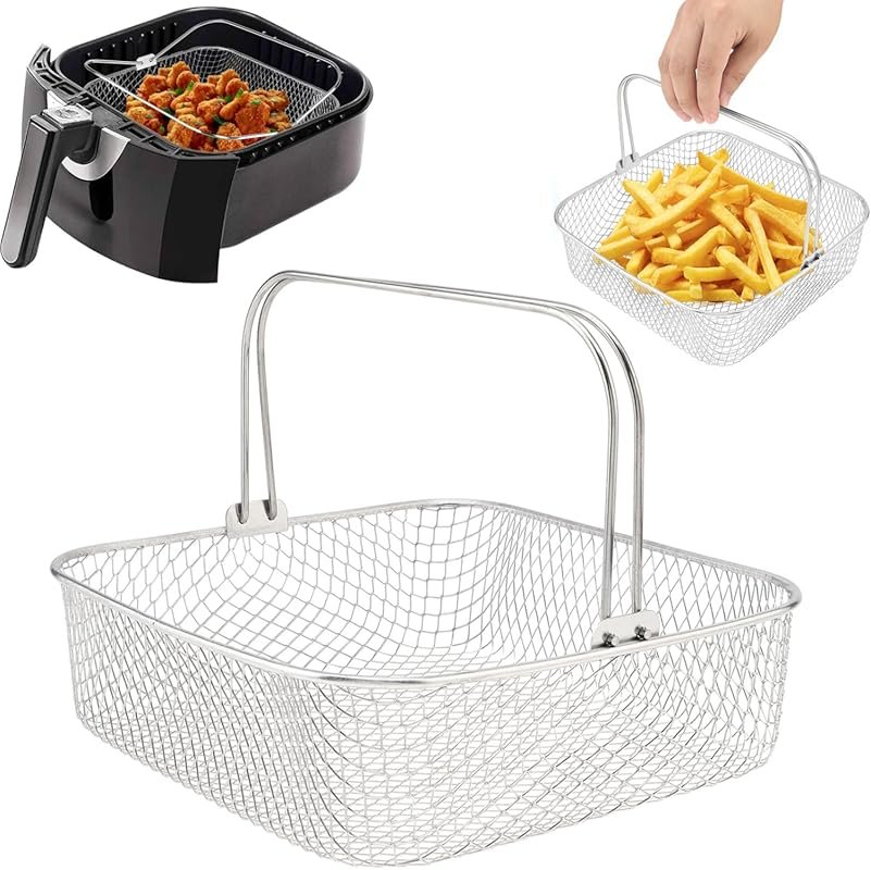 Square Mesh Air Fryer Basket for 6QT Instant Vortex, Stainless Steel w