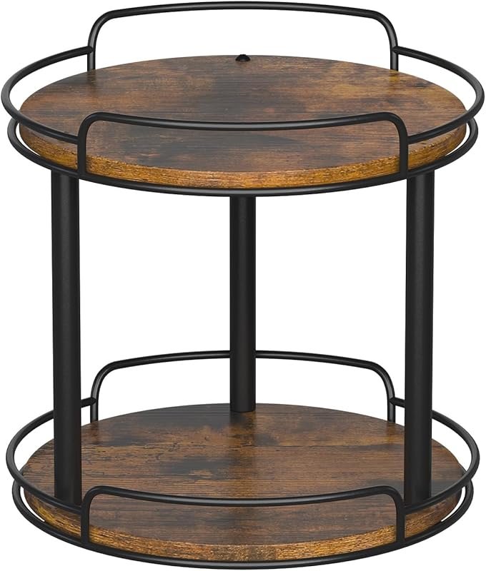 Wooden 2-Tier Lazy Susan Turntable for Kitchen Cabinet Pantry Medicine