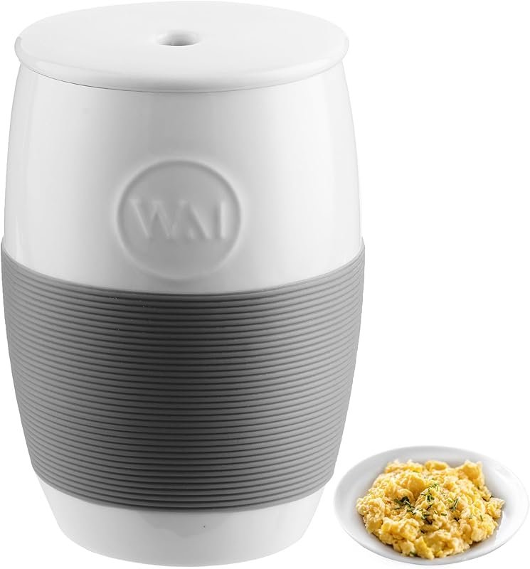 Non-Stick Ceramic Microwave Egg Cooker with Silicone Sleeve, Holds 4 E