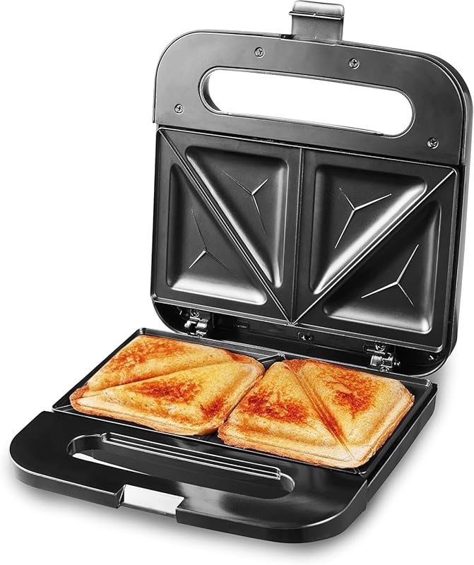 Elite Gourmet Stainless Steel Sandwich Maker, 750W, Non-Stick, Perfect