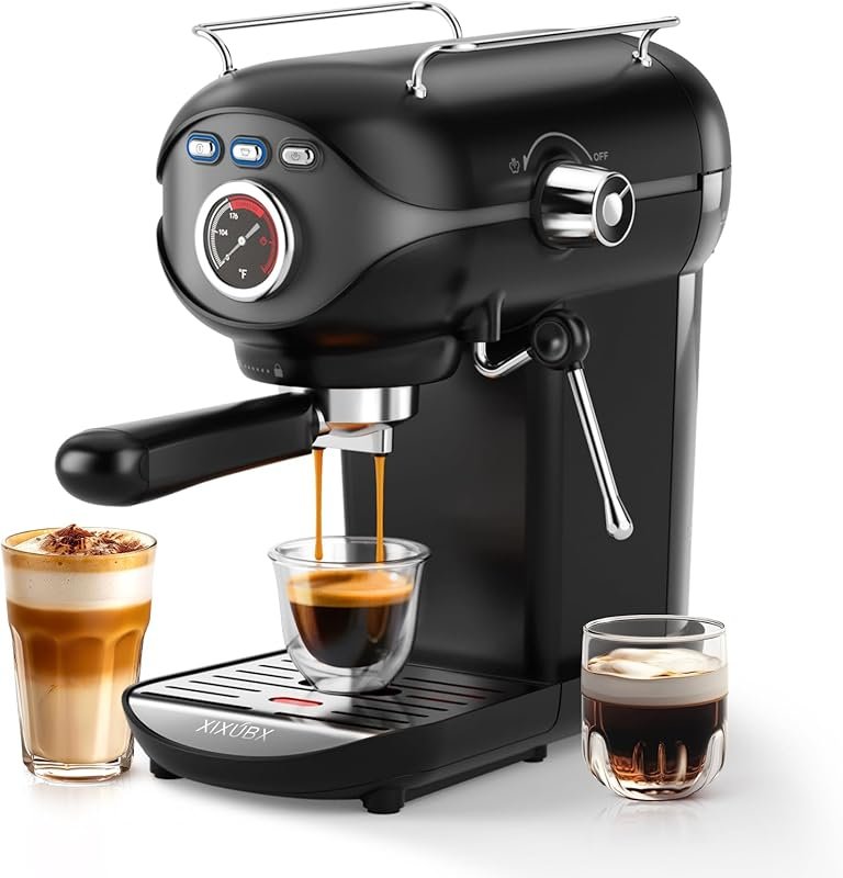 20-bar espresso machine with pump temperature control, steam frother, 