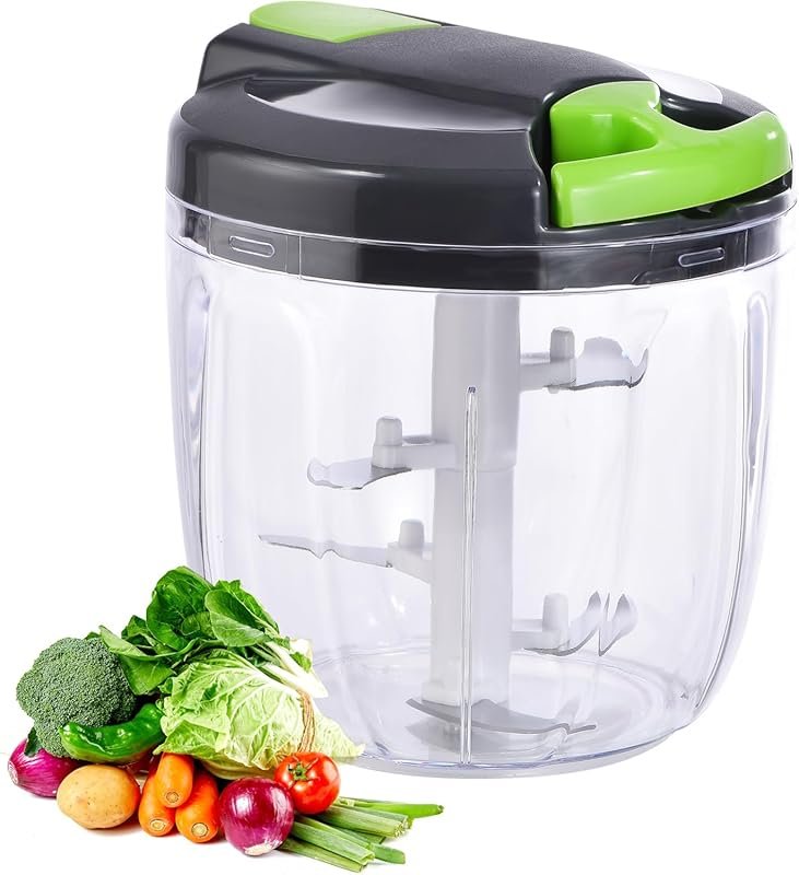 Manual Food Processor with 900ml Capacity, Hand Pull String Vegetable 