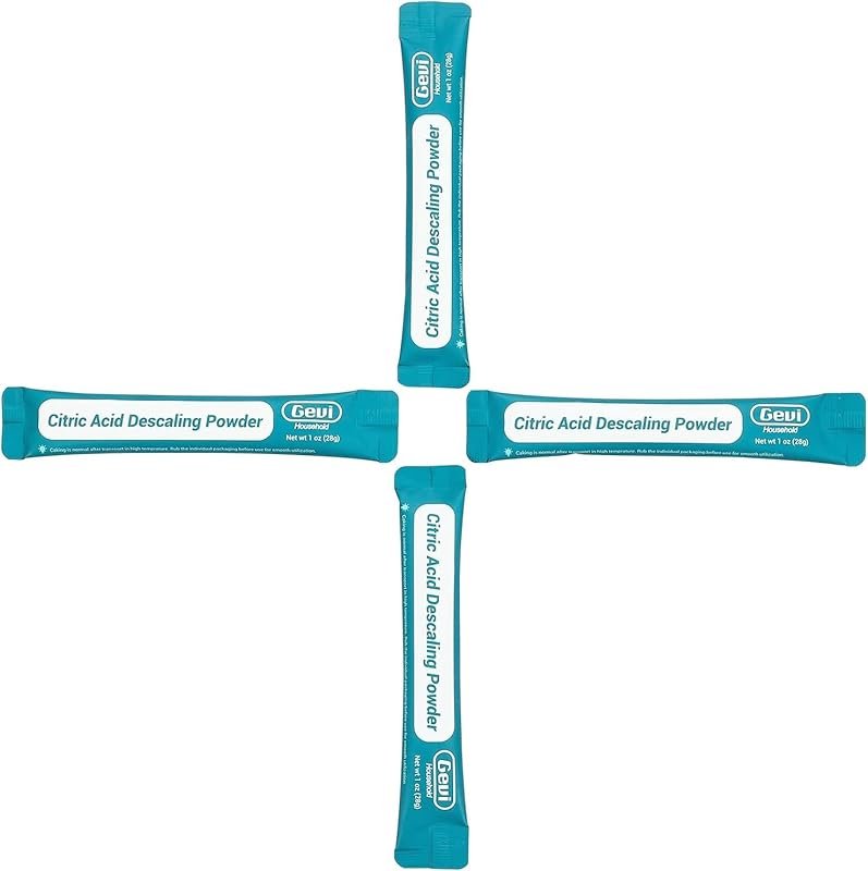 Gevi Organic Citric Acid Descaling Powder for Ice Makers, 4 Individual