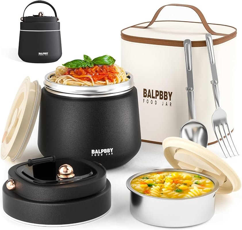 Wide-Mouth Vacuum Insulated Food Jar for Adults, 40oz Soup Thermo with