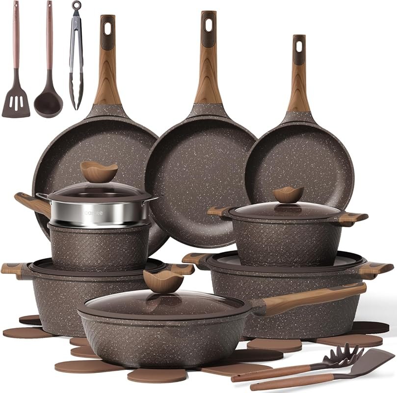 CAROTE 26-Piece Nonstick Induction Cookware Set, PFOA-Free Kitchen Pot