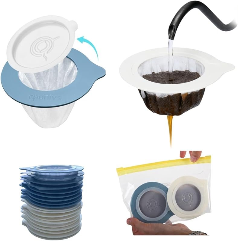 30Pcs Reusable Pour Over Coffee Dripper with Filters, Ideal for Campin