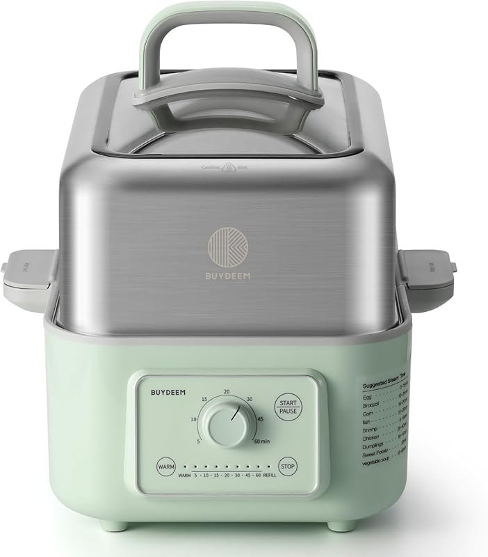 BUYDEEM G52 5.3 Quart Electric Steamer: 7 Preset Timings, Dual Boil-Dr