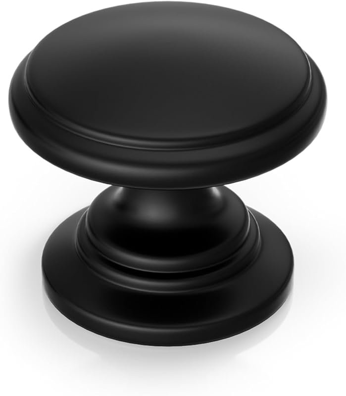 Goldenwarm 25 Pack Zinc Alloy Black Cabinet Knobs, 1-1/5 Inch Round Dr