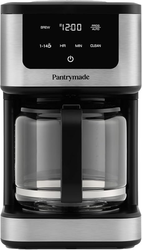 Pantrymade Deluxe 14 Cup Programmable Drip Coffee Maker with Glass Car