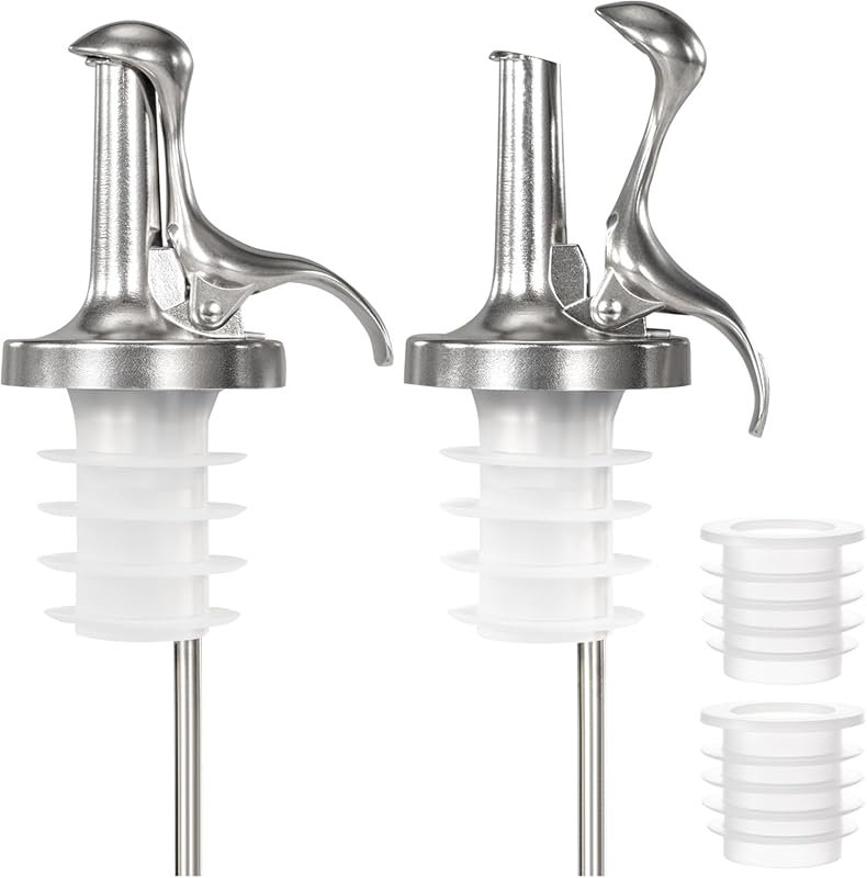 3-in-1 Automatic Sealing Liquor Pourers with Built-in Caps & Adapters 