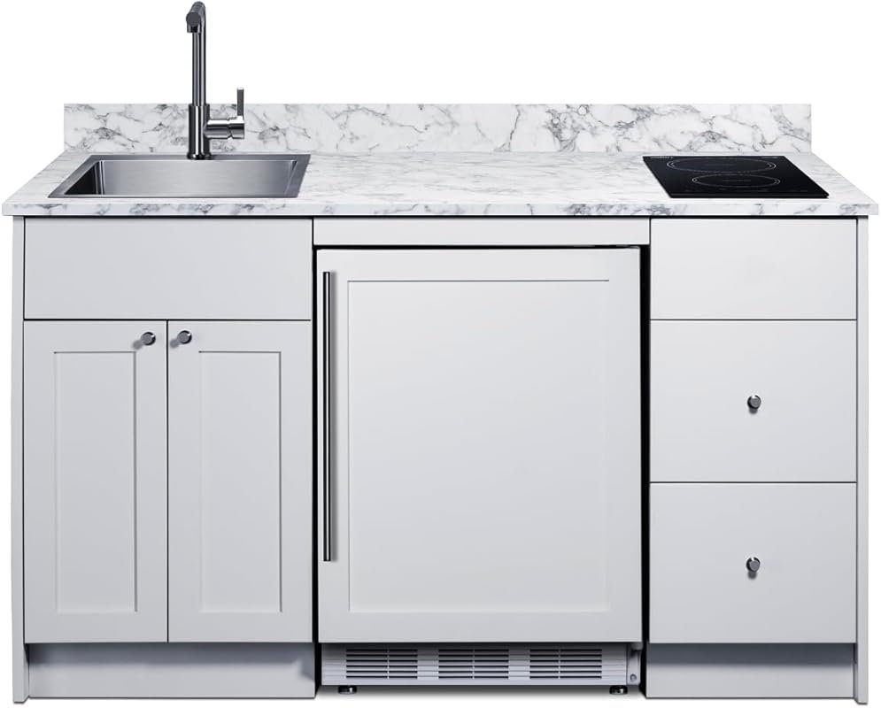 Summit All-in-One Kitchenette with Induction Cooktop, Fridge, Sink & S