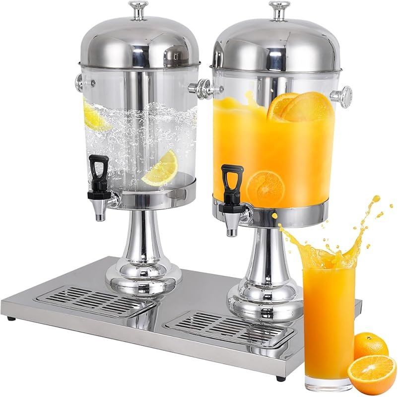 BAVNNRO 4.5 Gallon Commercial Juice Dispenser with Ice Container & Dri