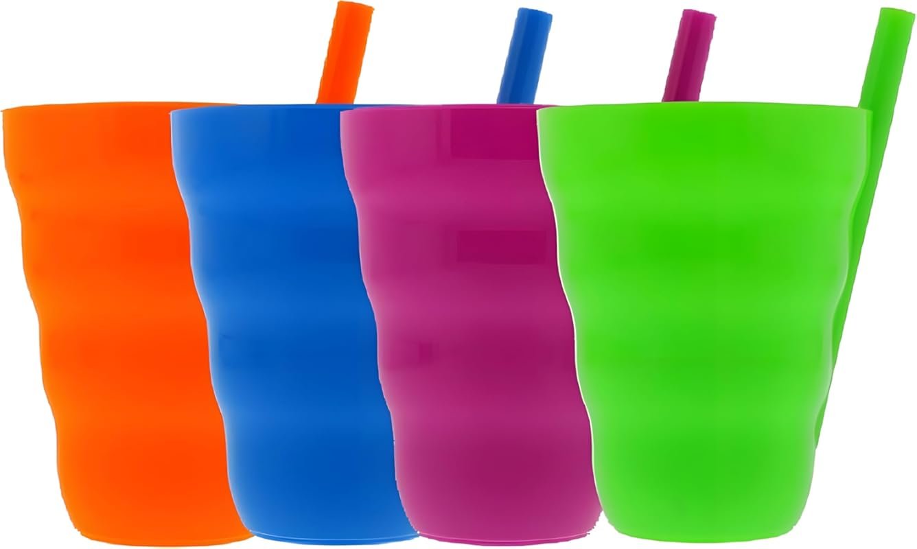 Bexter Set of 4 Reusable 22oz BPA-Free Plastic Straw Cups – Dishwasher