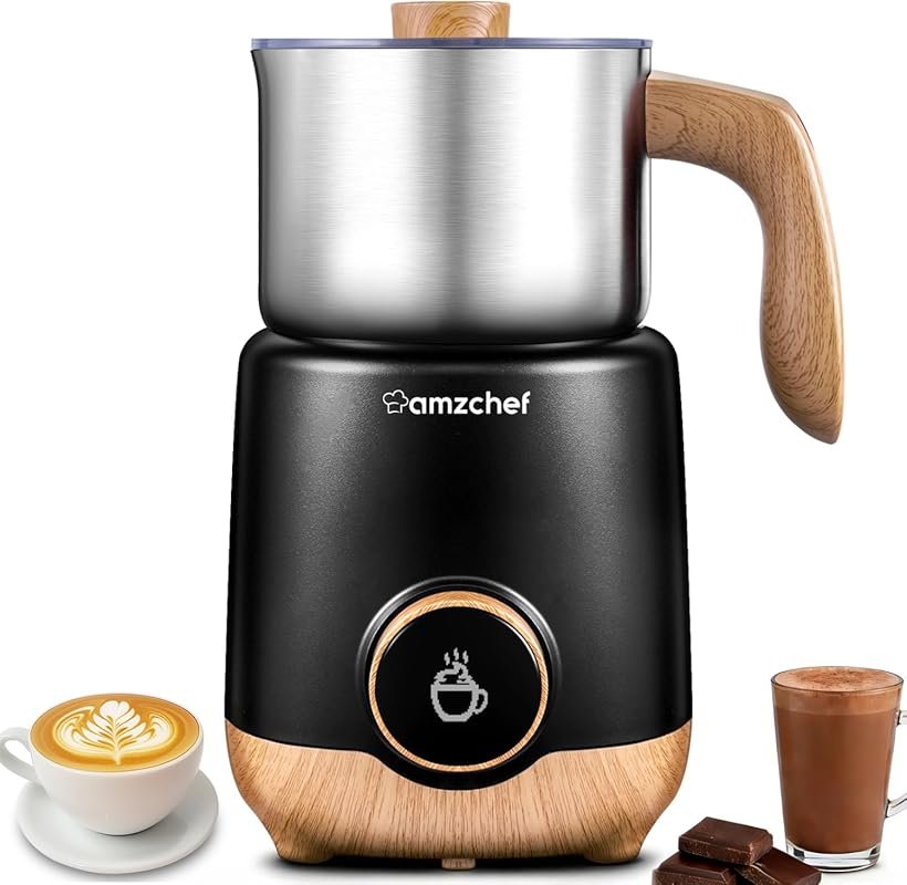 AMZCHEF 8-in-1 550W Stainless Steel Milk Frother and Steamer for Latte